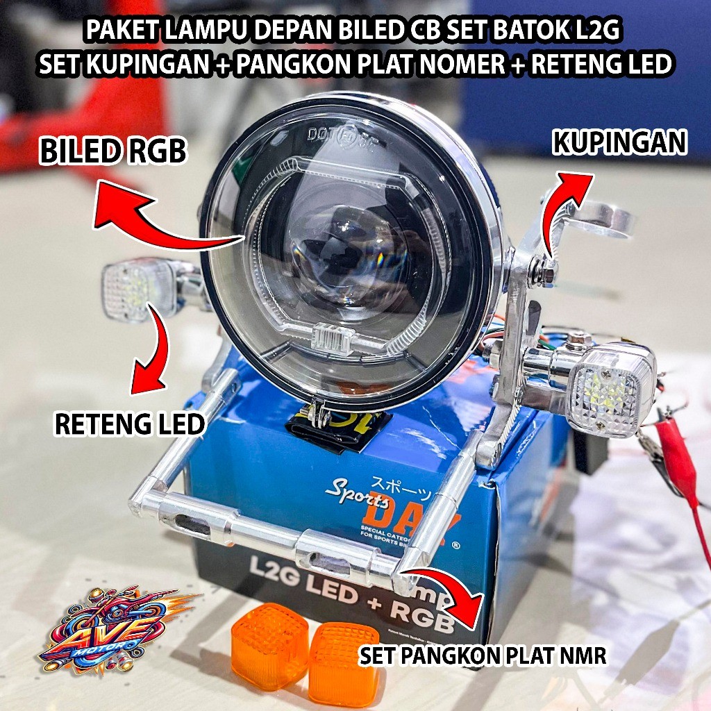 LAMPU DEPAN BILED CB 5'75 INCH SET BATOK L2G BILED RGB SET BATOK L2G CB GL MEGAPRO TIGER