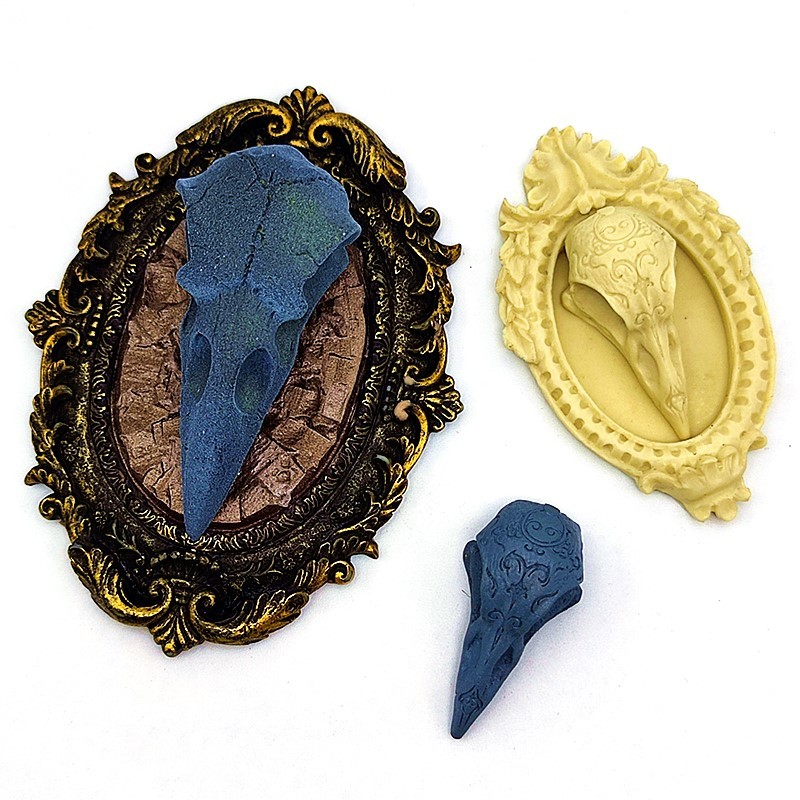 

Small exquisite crow skull silicone mold making plaster resin model jewelry kitchen diy sugar icing chocolate cake tool