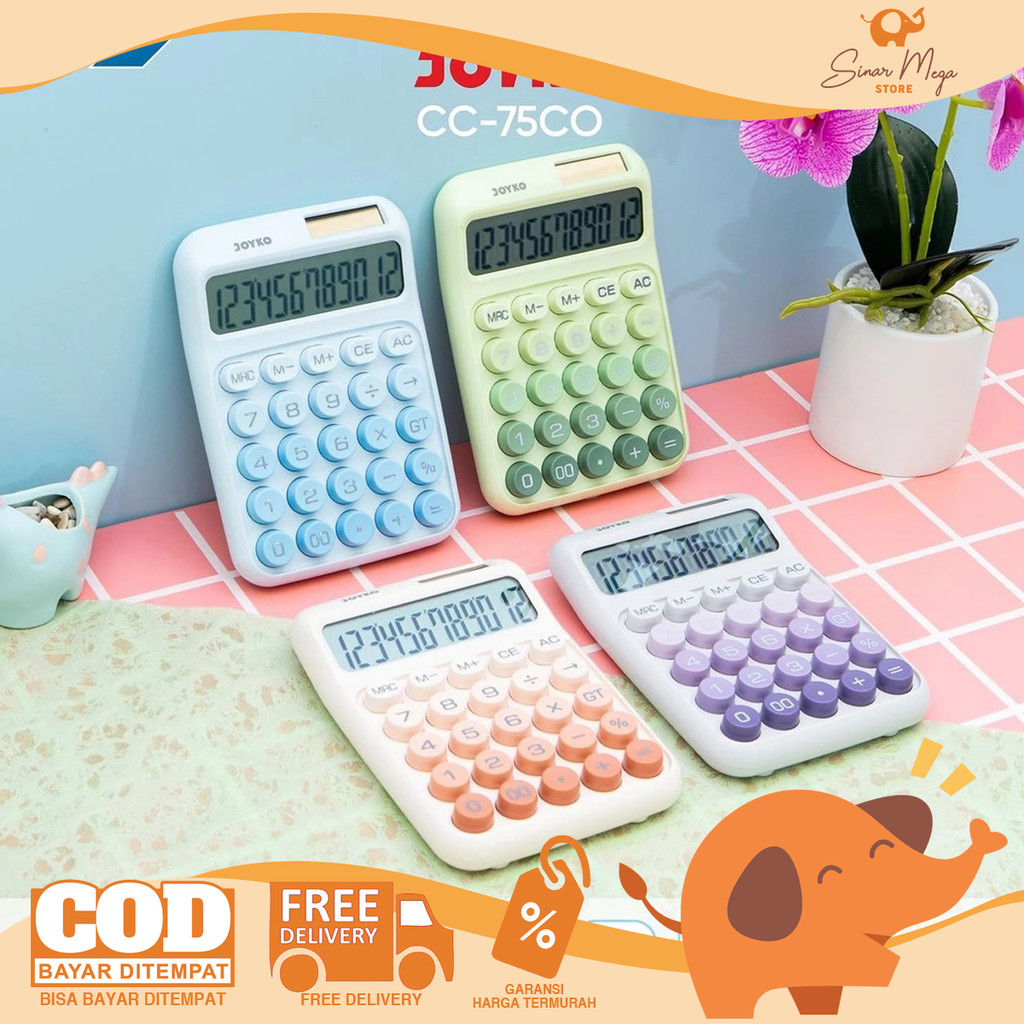 

JOYKO Calculator CC-75CO Mechanical Button 12 Digits - Kalkulator Warna Pastel Lucu