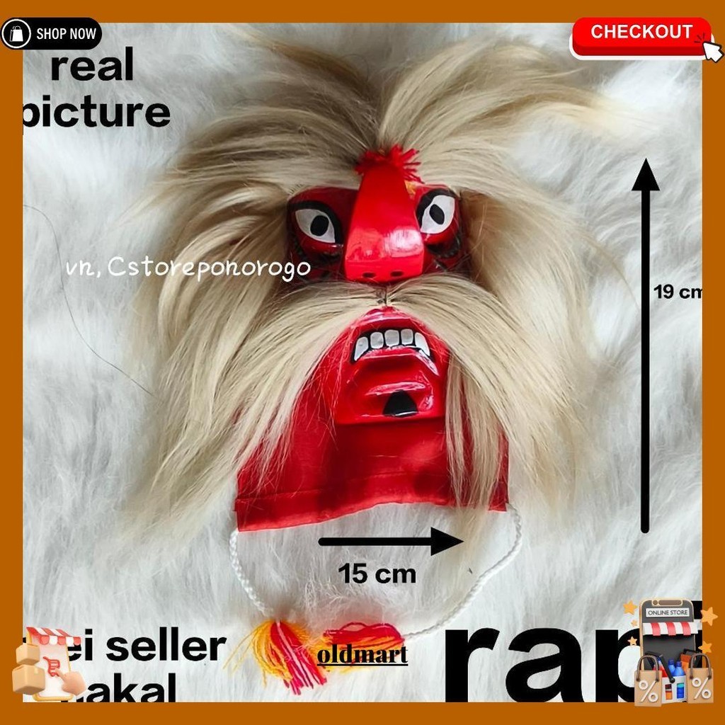 __ Ganongan Biasa Sintetis / Topeng Ganong / Topeng Bujang Ganong / Gedruk / Jaranan / Barongan / Ba