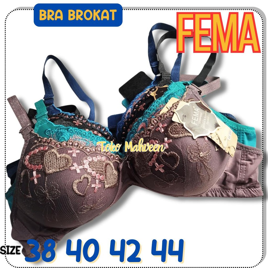 BRA renda brokat FEMA – BH wanita tipis tanpa kawat size 38 40 42 44 MAHVEEN UNDERWEAR