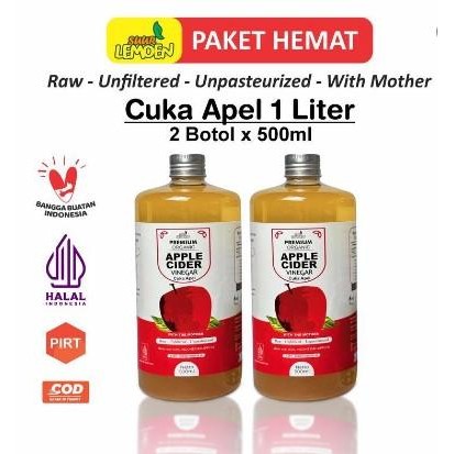 

Cuka Apel Organik 1 Liter Apple Cider Vinegar Premium With The Mother - CUKA 2 X 500ML