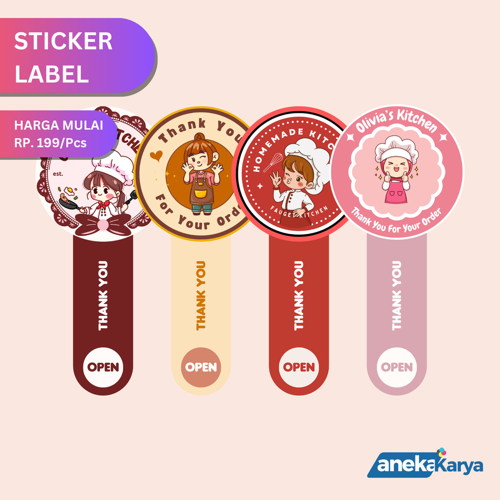 

Sticker Label Seal Kemasan Custom | Makanan Ol Shop UMKM Murah