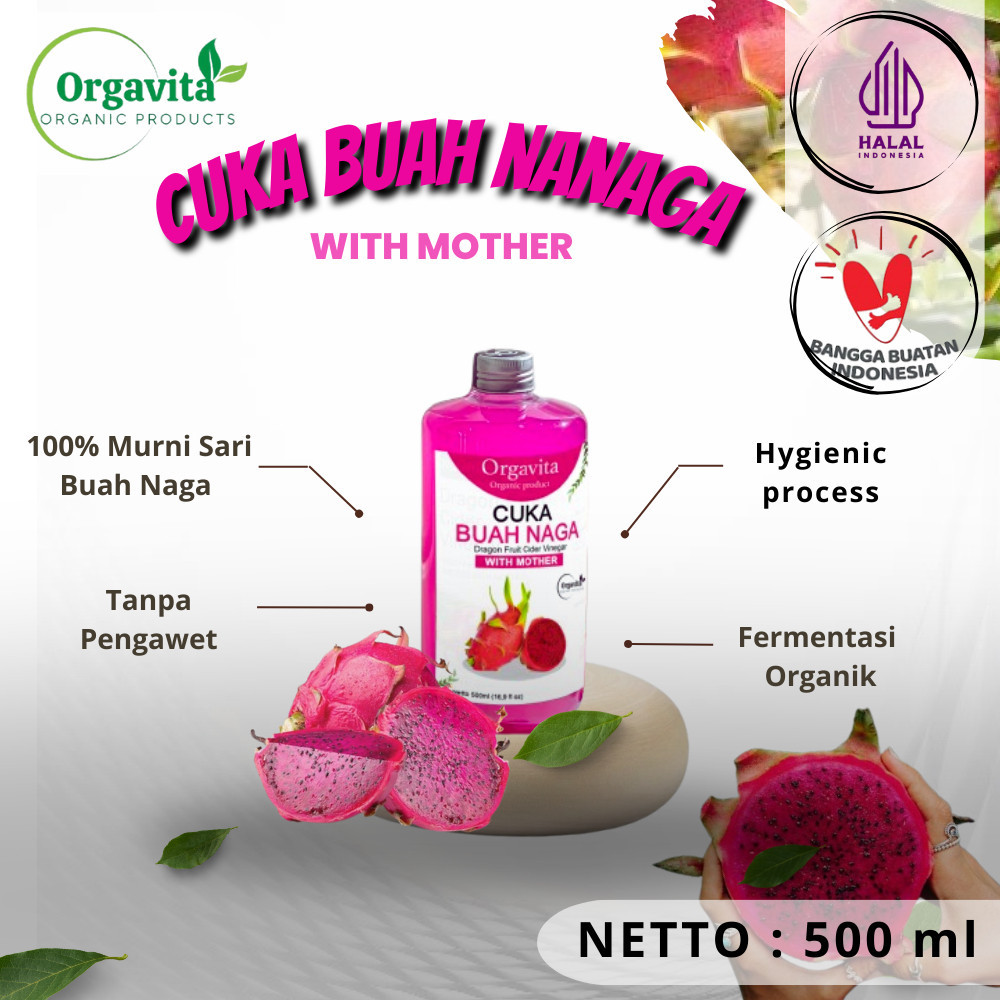 

ORGAVITA Cuka Buah Naga With Mother Organik 500 ml - Apple Cider Vinegar Asli