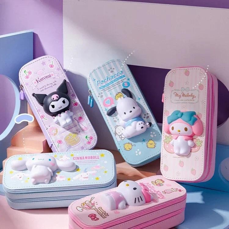 

MINISO Sanrio 3D Decompression Cute Pencil Pouch My Melody Kawaii Large Capacity Pencil Cases Cinnamoroll School Supplies