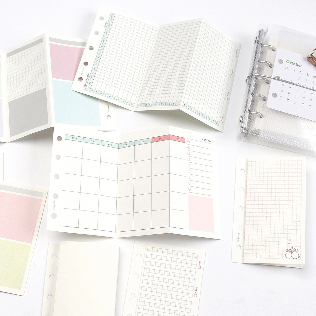 

M5 20 Sheet Triple Fold Colorful Loose Leaf Notebook Refill Spiral Binder Inner Page Weekly Monthly To Do Line Grid Inside Paper