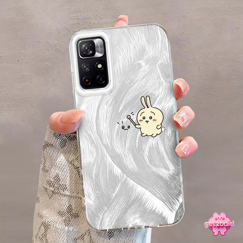 Casing Redmi Ikan kayu yang mengetuk kartun IMD Hologram Feather Case Fashion Cocok untuk Redmi Note