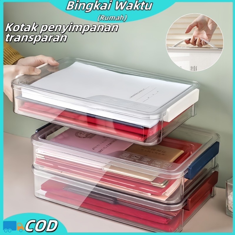 

Kotak Penyimpanan Berkapasitas Besar A4 A5/ Transparent Paper Box / ID Kotak Penyimpanan Kertas Kotak Penyimpanan
