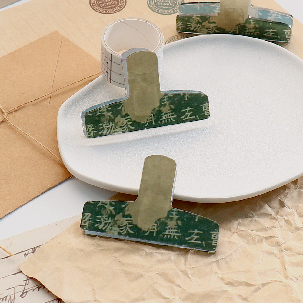 2pcs Retro Paper Clips Set Original Chinese Poetry & Mountains Clip for Reading Tag Index Memo Clamp