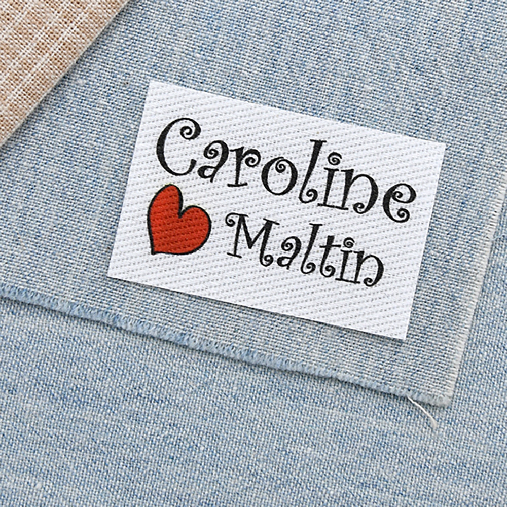

Custom Fabric Labels 38x25mm - 64pcs Iron/Sew On Cotton Tags for Quilting, Bags & Apparel - Personalized Text