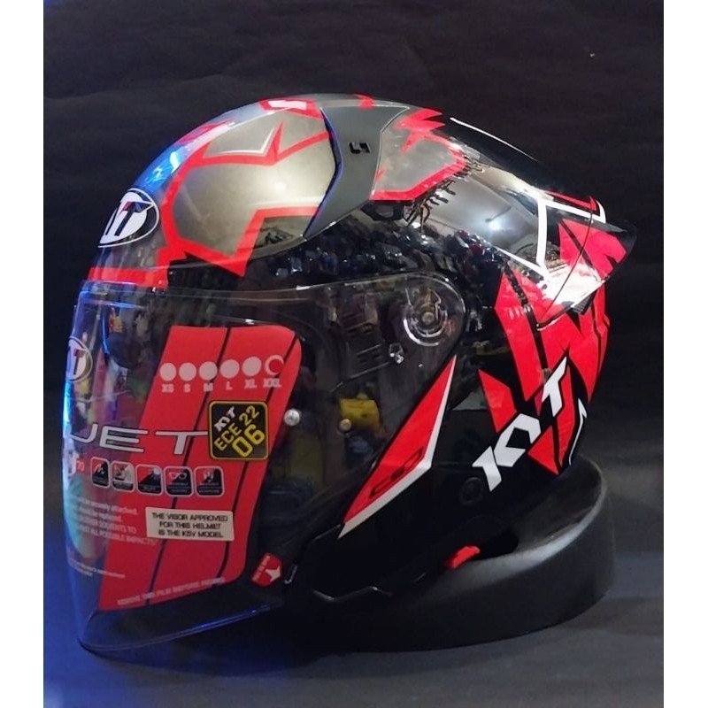 HELM KYT TTR-JET BULEGA - HELM KYT HALF FACE DOUBLE VISOR