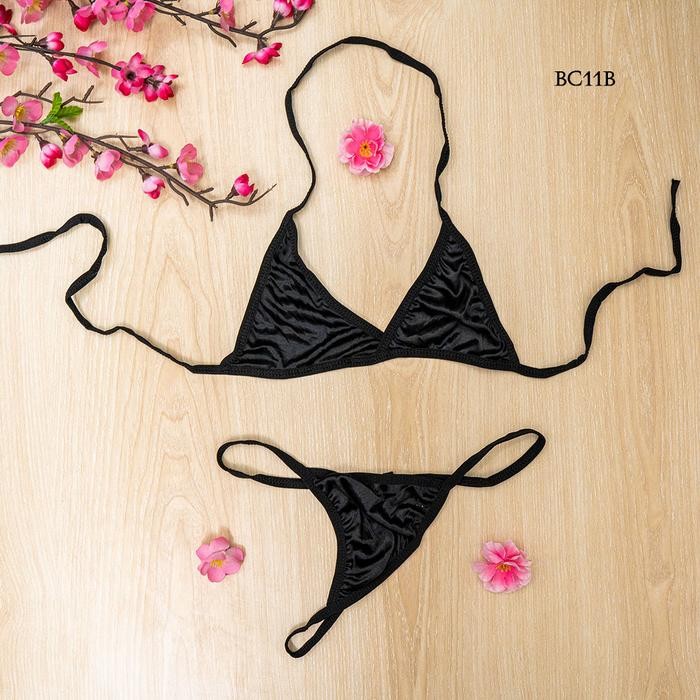 Set Bra Cd Satin Pakaian Dalam Wanita Satu Hitam Wanita Size XL BC11B