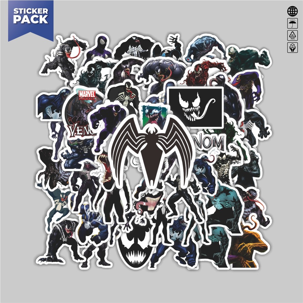 

[100PCS]Stiker Pack Stiker Marvel Series Venom Character Mix Aesthetic Vinyl Anti Air Dekorasi Sticker Laptop Buku Journal Koper Helm Casing HP Gitar Helm Skateboard