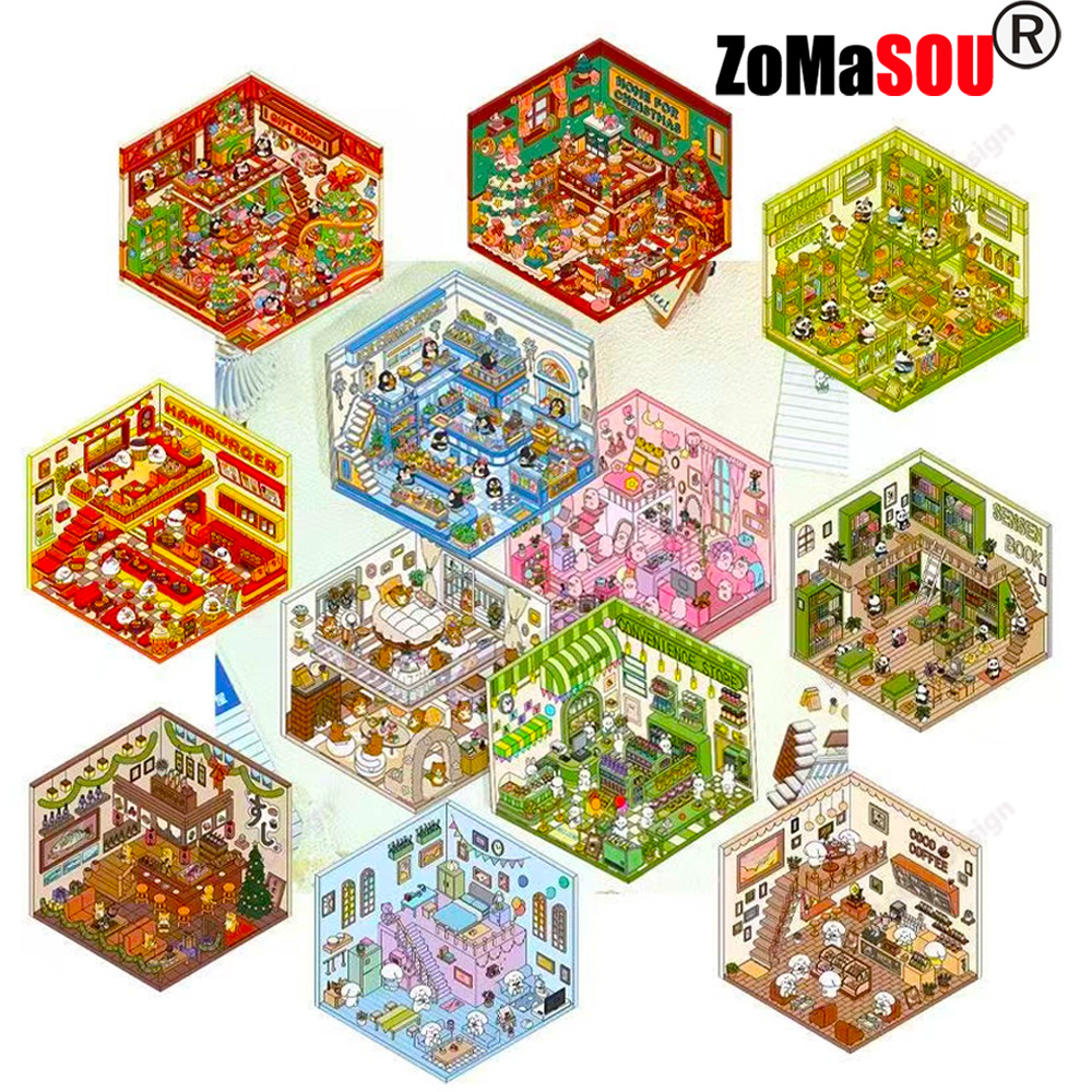 

Very interesting！DIY 3D Landscaping Stickers Miniature Cabin Scene Sticker to Kid Child Classmate ﻿Cute Festival Gift