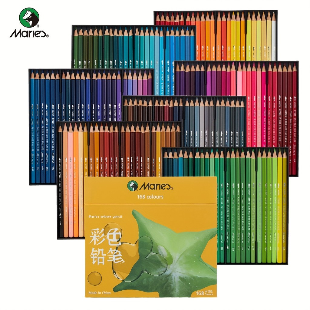 

168/120/72/48/36pcs Water Soluble Colored Pencil Set - Artist Grade Watercolor Drawing Set with Brush for Coloring and Blending