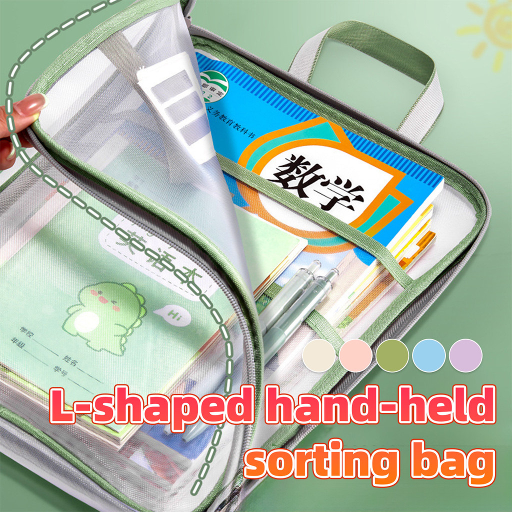 

3Lapis Tas Dokumen Aesthetic Folder Portabel Jaring Penyimpanan Kertas klasifikasi buku teks Map Dokumen