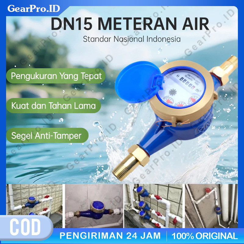 Meteran Air PDAM SNI 1/2" Body Besi Water Meter Ledeng PDAM 0.5 Inch Meteran PDAM Flow Meter