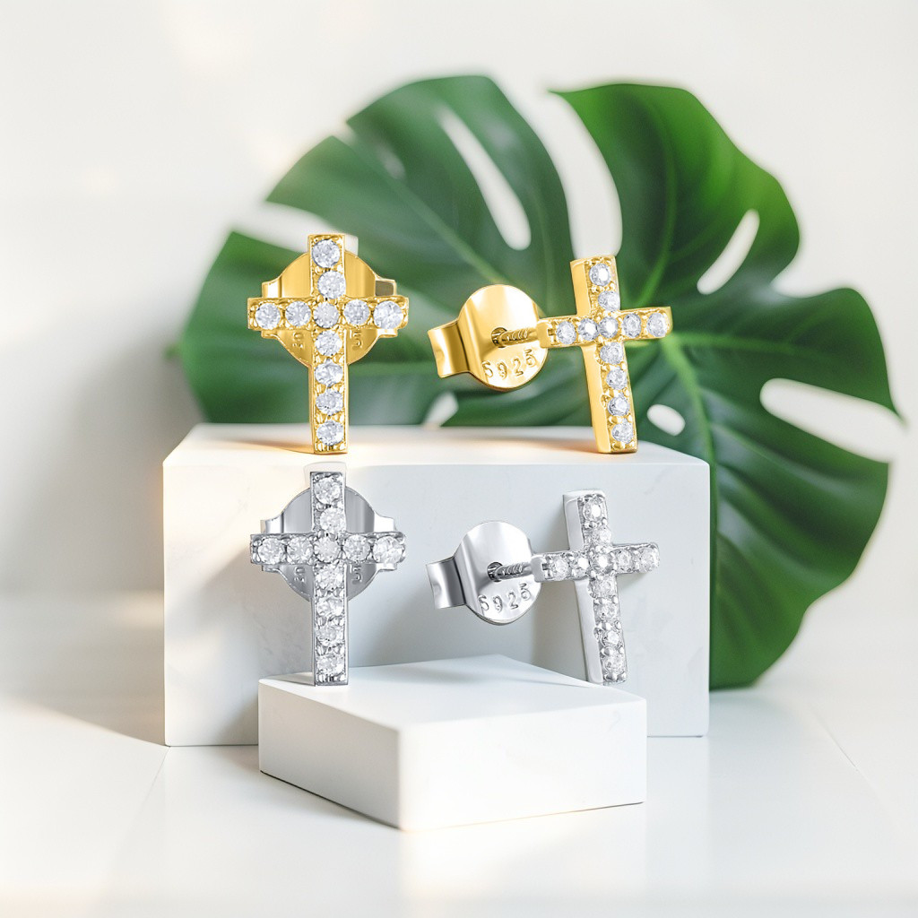 ANTING SALIB TITANIUM BERLIAN CLASIC / ANTING TITANIUM ANTI KARAT ANTI LUNTUR / ANTING SALIB WANITA 