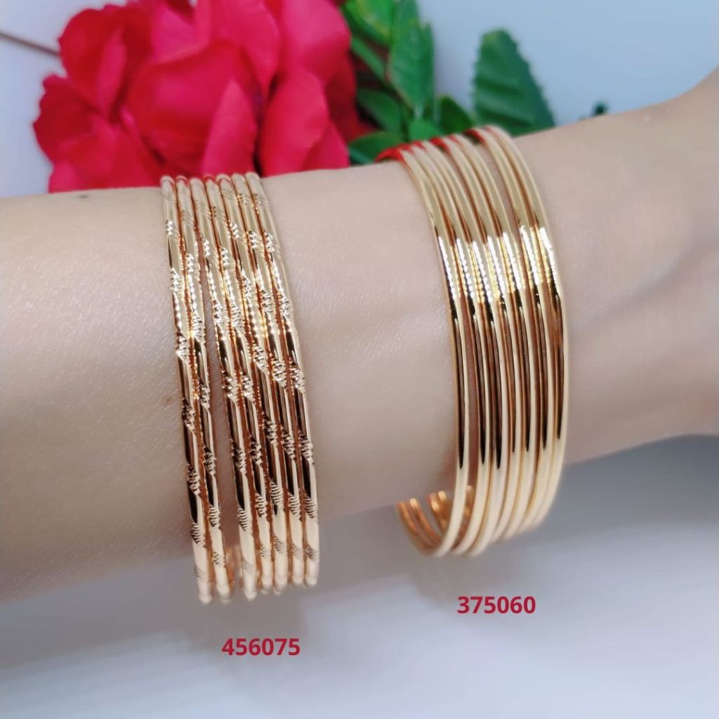 COD Gelang Tangan satu set Kroncong Wanita Titanium Xuping Perhiasan Aksesoris Fashion Lapis Emas An
