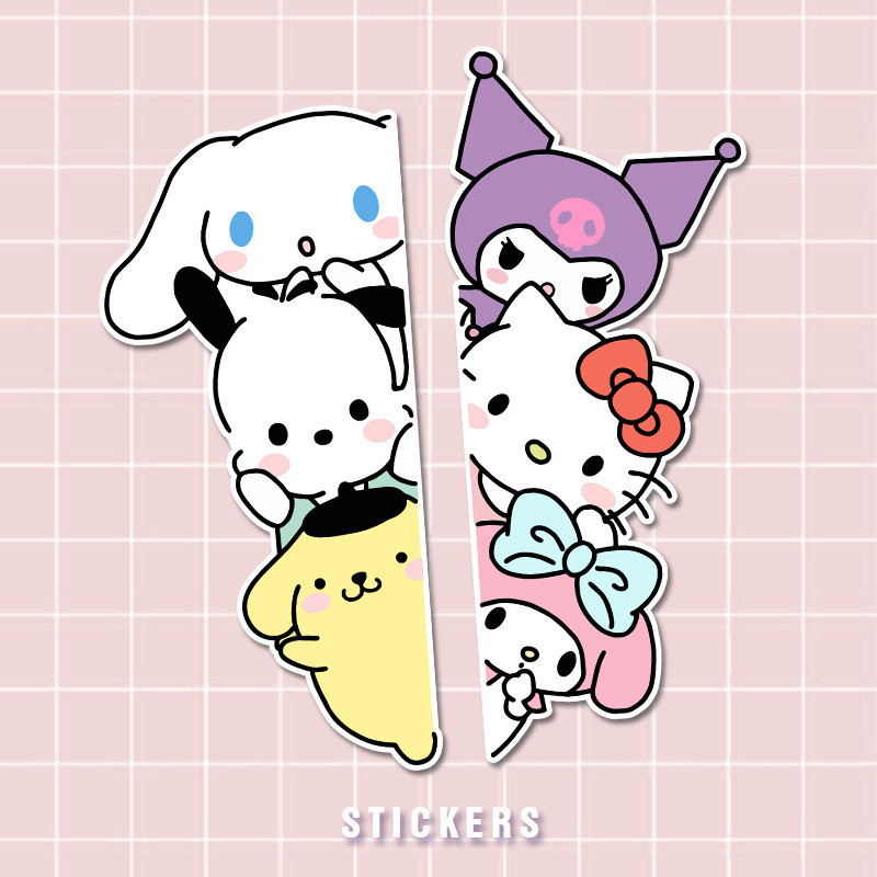 

Cartoon Cute Sanrio Stickers Pacha Dog Kuromi Door Glass Electric Car Decoration Scratch Waterproof Stickers kawaii stickers