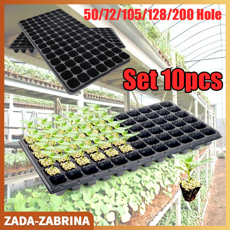 10 PCS Tray Semai / 50 / 72 / 105 / 128 / 200 Lubang Pot Hidroponik Potray Seedling Pot Tray Dulang 
