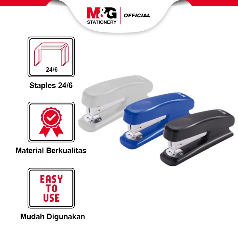 

M&G Staples Stapler Jepretan Hekter Classic Ergonomis 3 Warna MGS-12 Isi 24/6 Tahan Lama 20 Lembar
