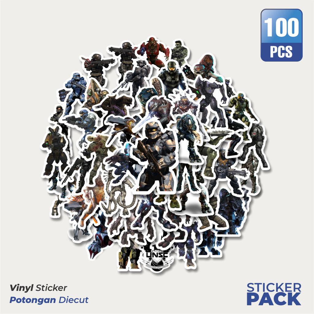 

MURAH 100 PCS Stiker Game Series Halo Karakter Mix 4 Waterproof Aesthetic- Untuk Laptop, Motor, dan Helm - Paper Stationery Pack