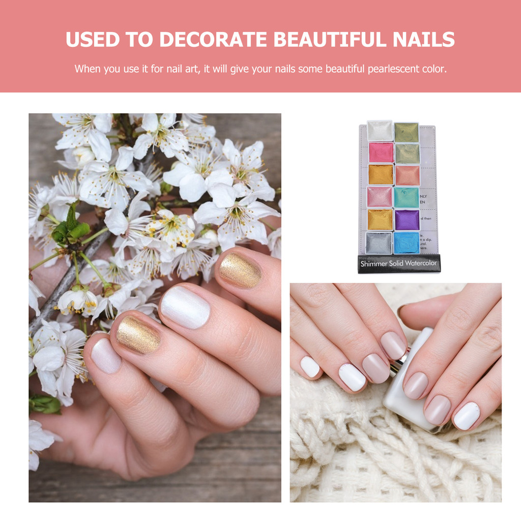 

Pearl Pigment Set Glitter Eyeshadow Multipurpose Manicure Painting Nail Powder Watercolor Solid Glue Salon