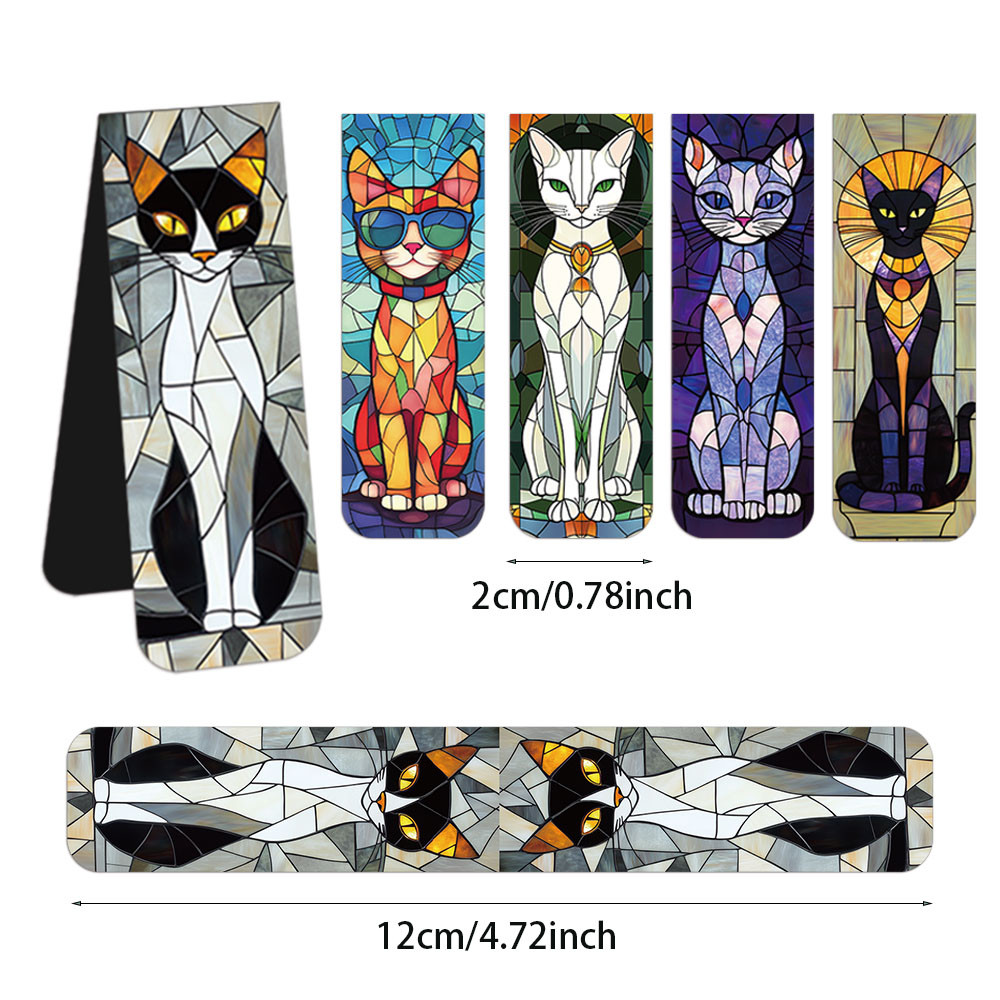 

5PCS Creative and Elegant Cat Magnetic Bookmarks Student Supplies Books Page Interpage Decoration Bookmarks