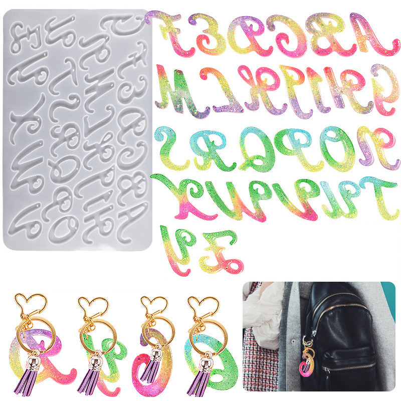 

English Letter Silicone Mold Digital Mold DIY Keychain Earrings Necklace Pendant Epoxy Resin Jewelry Crafts Casting Supplies