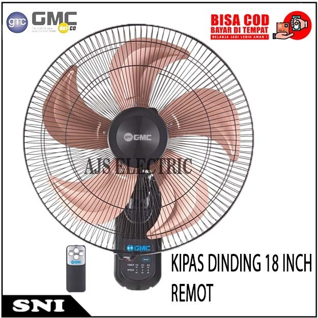 GMC Wall Fan 521 remote 18 inch Besi / Kipas Angin Dinding gantung Remot / kipas tembok 18 inch besi