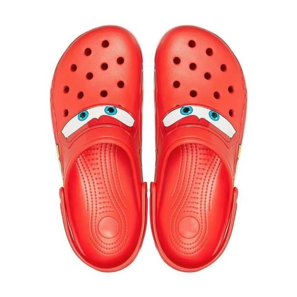 Sandal Cross Mcqueen Dewasa Uniseks Sepatu Lubang Mobil anak Cross cars mquin Red  sandal anak cars 