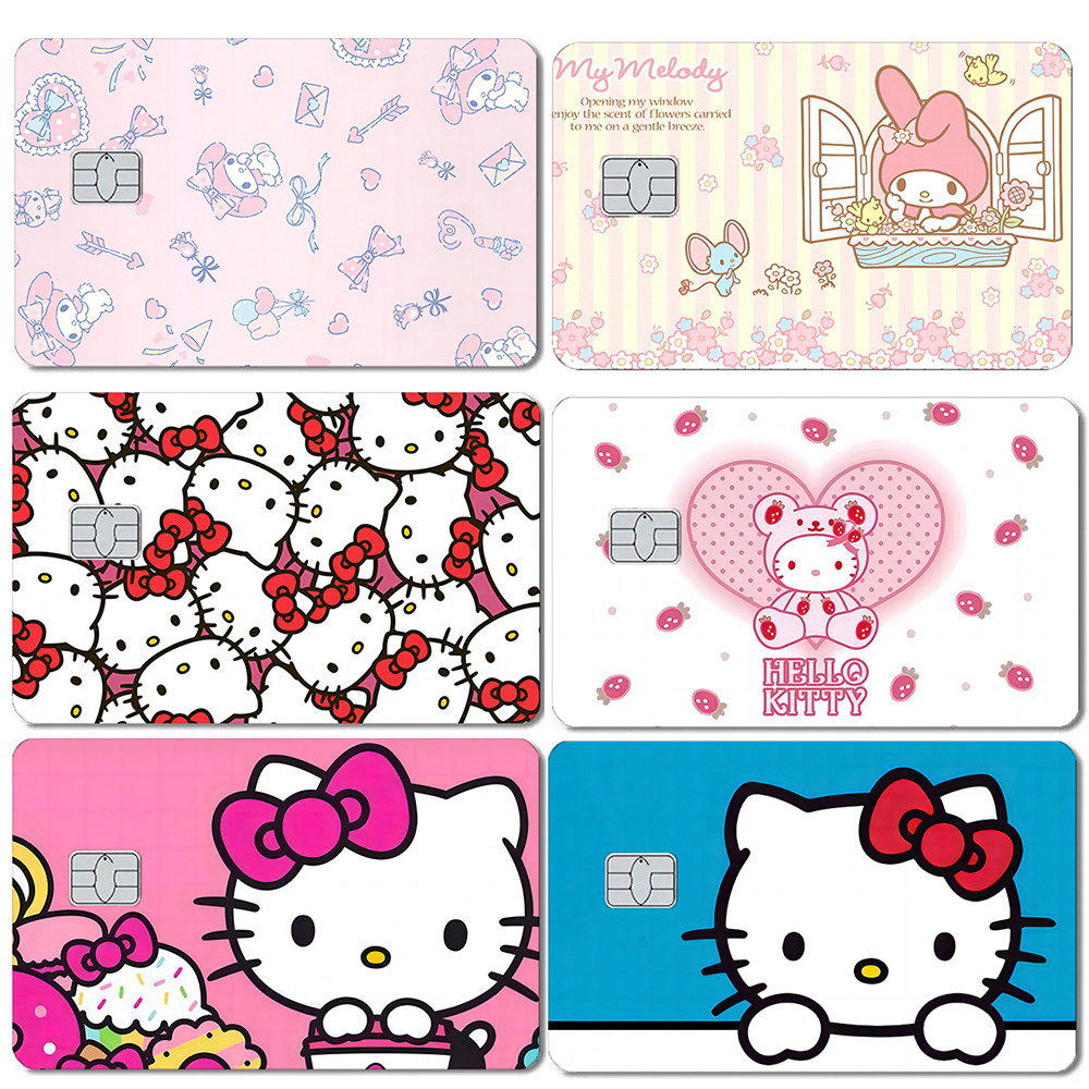 

Sanrio Hello Kitty My Melody Poker Sticker Film Tape Skin for Credit Card Debit Card Kt Cat Waterproof Stickers Small Chip