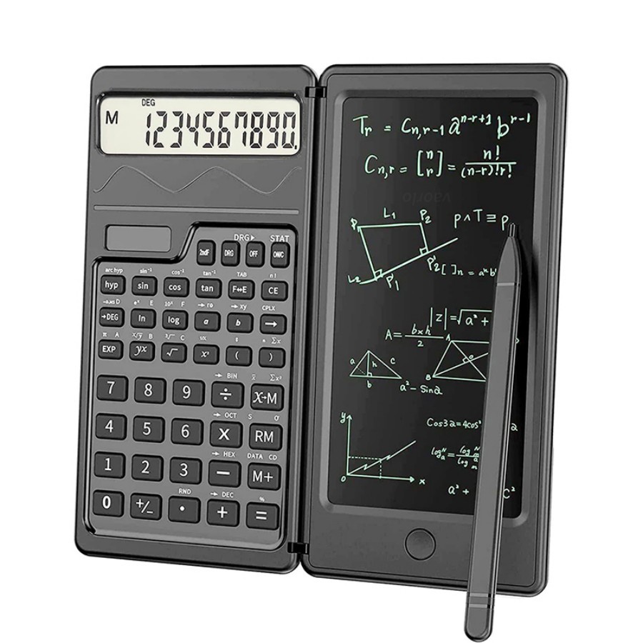 

Scientific Calculator with Notepad 10-Digit Large Display Office Desk Professional Foldable Calcultors Support Solar and Battery