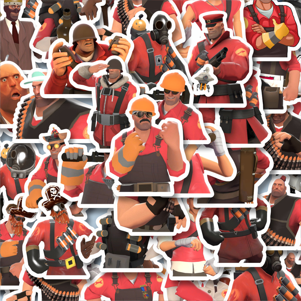 

100PCS Lucu Stiker Game Series Team Fortres Character V7 Stiker Aesthetic Stiker Anti Air Stikers Berperekat Waterproof sticker decal buat Motor Helm Buku Journal Koper Casing HP Laptop Botol Minum Hadiah anak
