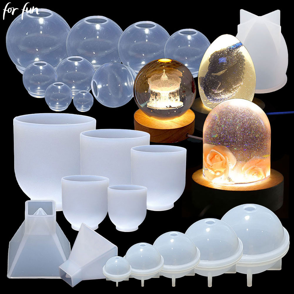 

For Fun DIY 3D Sphere Pyramid Semicylinder Silicone Mold Crystal Resin Molds Specimen Jewelry Night Light Lamp Home Decoration