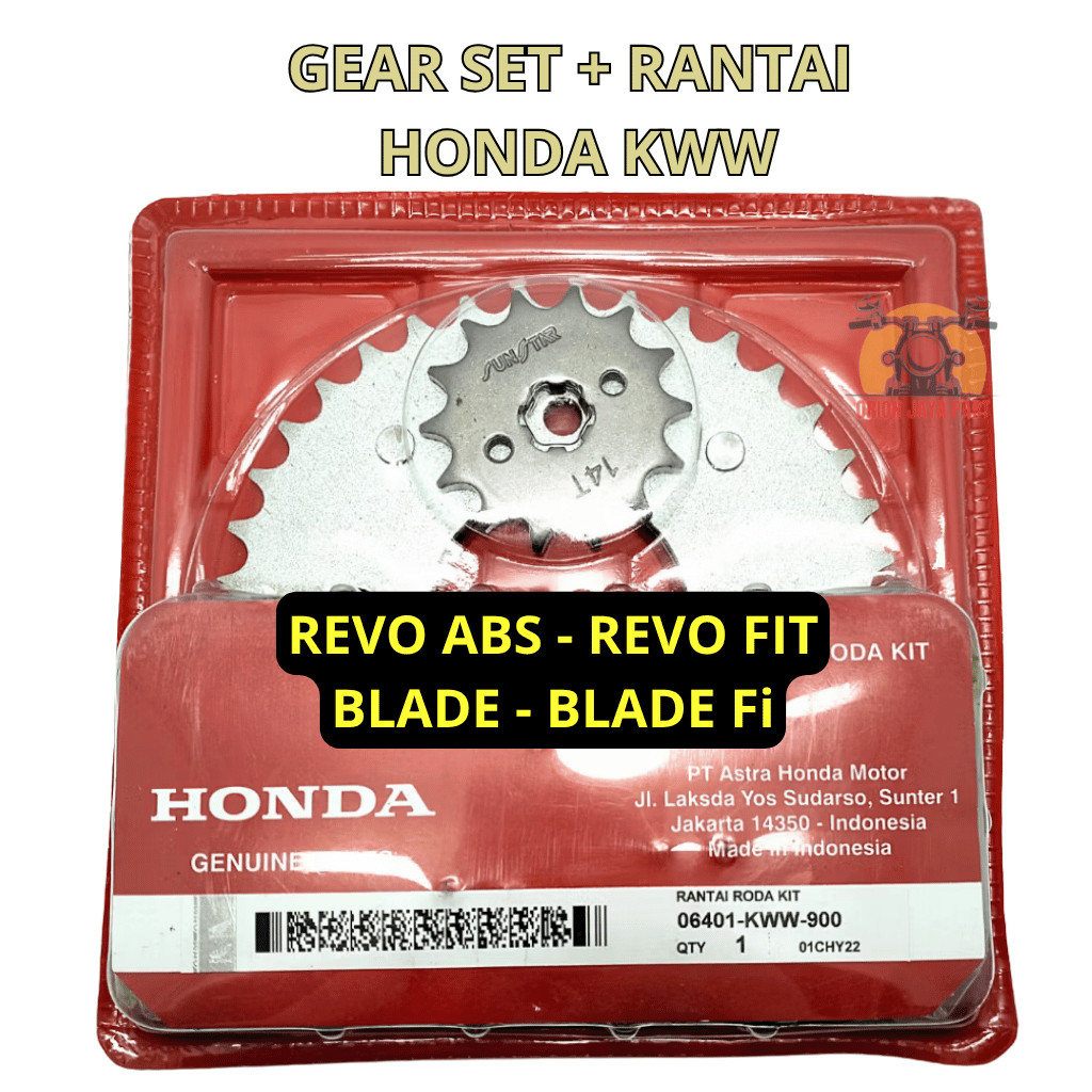 GEAR SET + RANTAI KWW ORIGINAL HONDA REVO ABSOLUTE REVO FIT BLADE BLADE NEW Fi INJEKSI KUALITAS ASLI