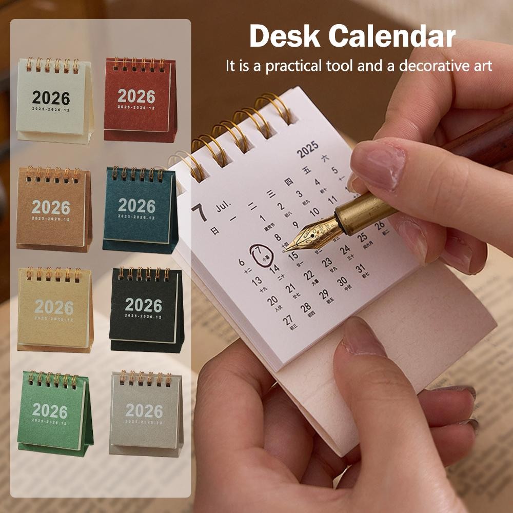 

2026 Mini Simple Calendar Small Desk Calendar Desktop Coil Office Decoration Home Stationery Planner Calendar Offi A0z0