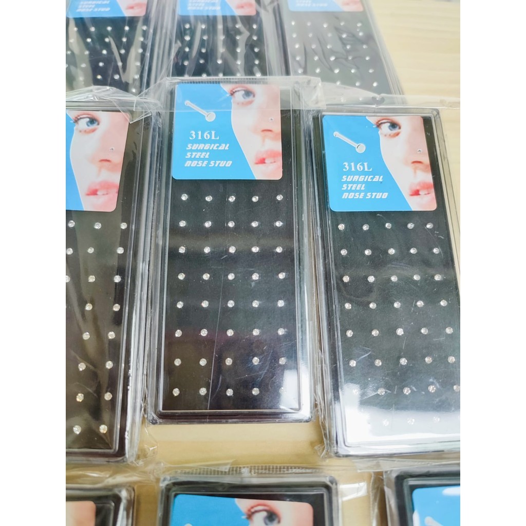 Dika Acc. ANTING TINDIK HIDUNG (BOX MIKA 40 PCS) / ANTING TINDIK INDIA HIDUNG NOSE STUD SURGICAL STE