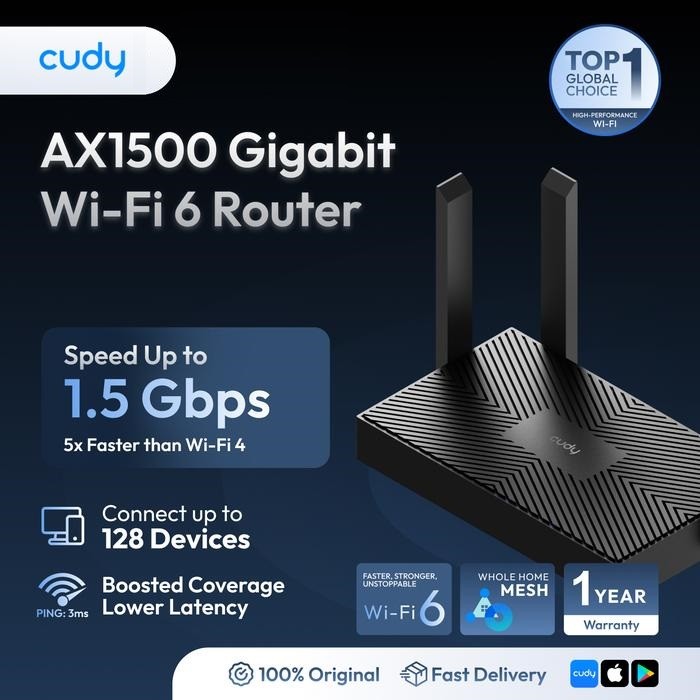Cudy WR1500 Router Wireless AX1500 WiFi 6 Dual Band 4 Antena N