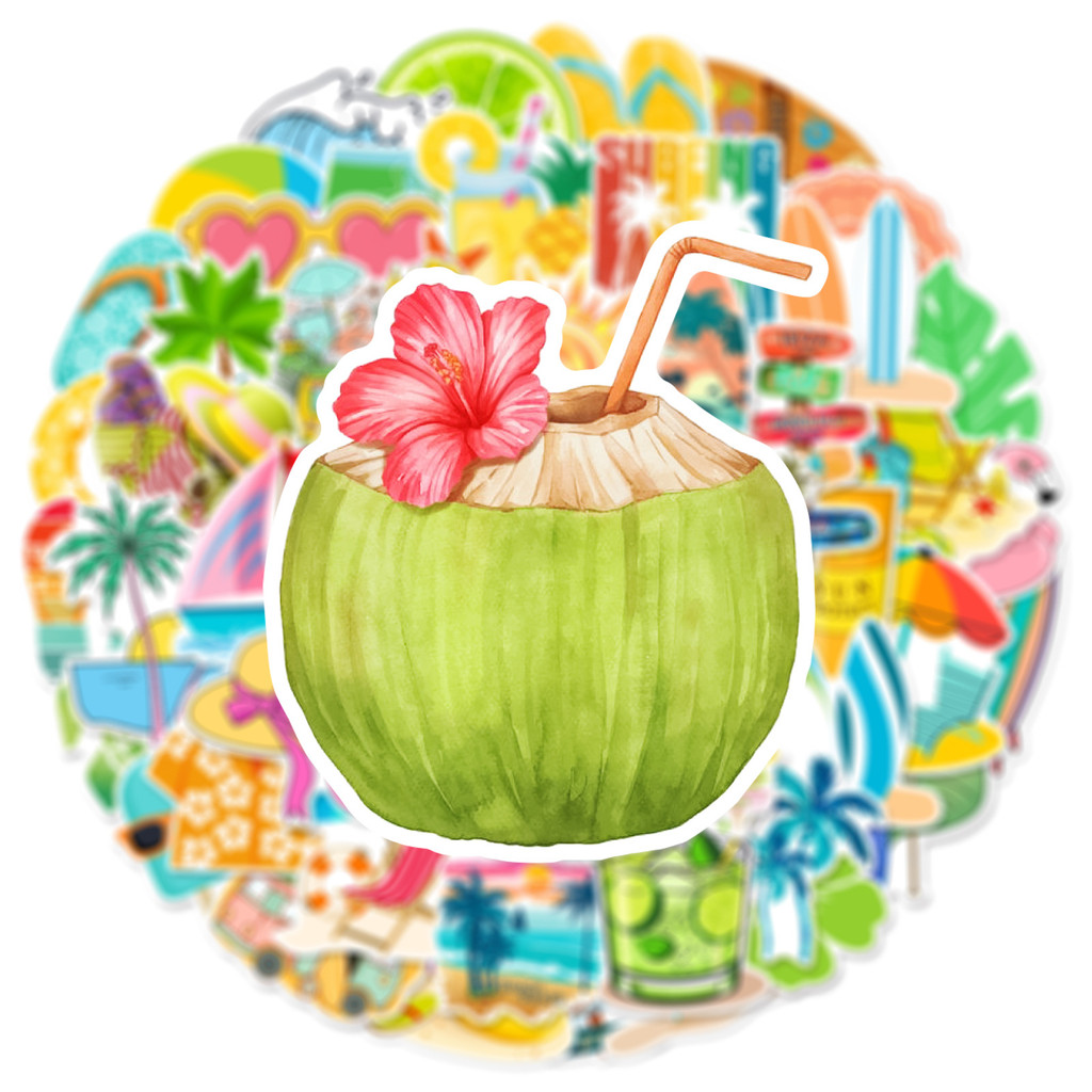 

50pcs Summer Beach Vacation Cartoon Graffiti Stickers DIY Phone Guitar Laptop Notebook Suitcase Cup Waterproof Sticker Kids Toy