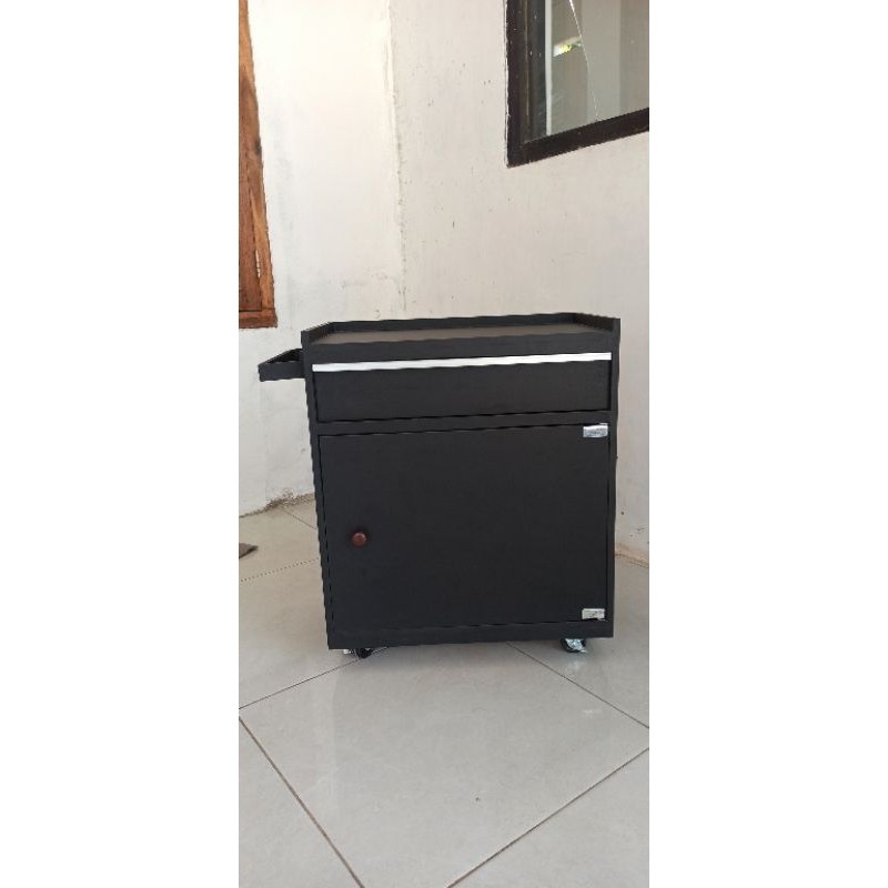 meja barbershop, troly kabinet bawah barber