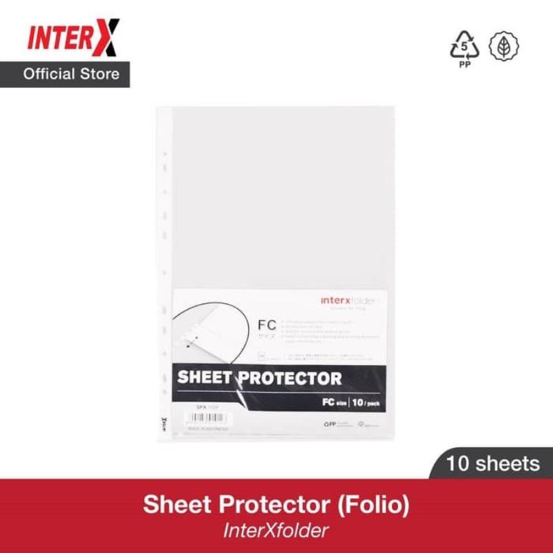 

PP Pocket/Sheet Protector Inter-x A4,F4 ( 1bks/10 Sheet )