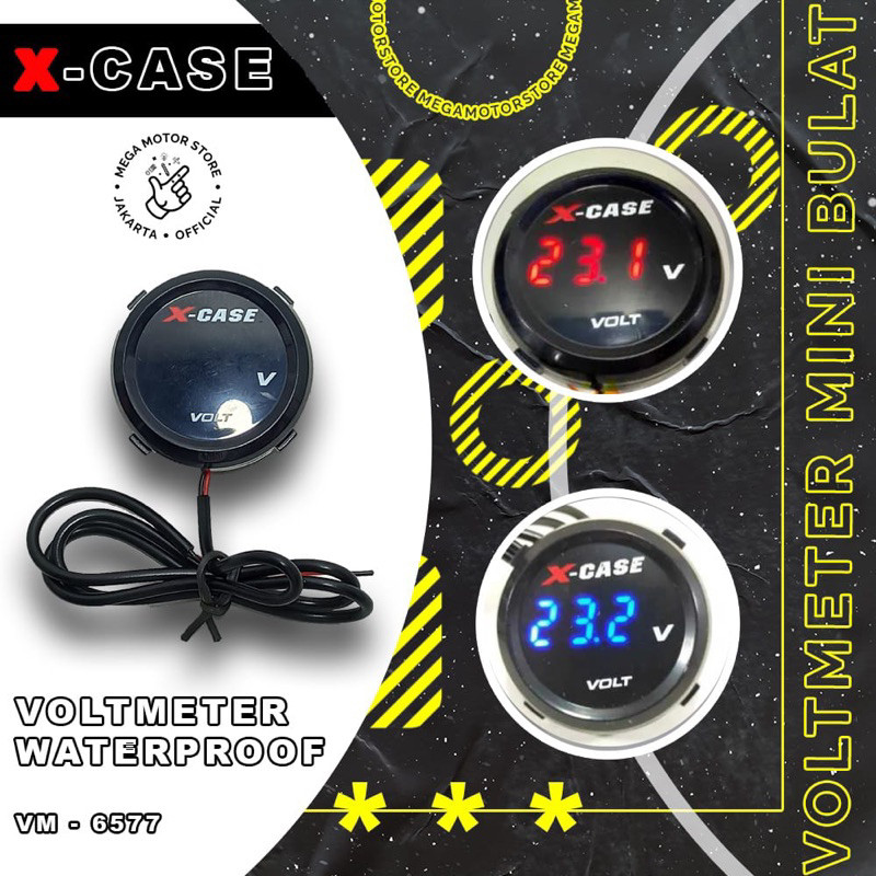 Voltmeter Aki LED Bulat Mini Sepeda Motor Motorcycle Volt Meter by X Case