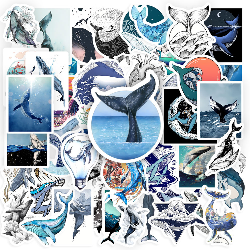 

Cute Cartoon Whales Stickers Marine Animals Cool Decals DIY Skateboard Laptop Luggage Cup Bike Motorcycle Phone PVC Waterproof