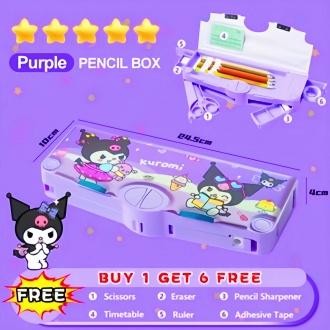

MAYY K001PLUS Kotak Pensil Multifungsi Motif Kartun Untuk Laki Laki Perempuan / Kotak Pensil Serbaguna Anak Sekolah TK SD / Tempat Pensil Anak Stationery - Tempat Pensil-Kuromi Ungu-1