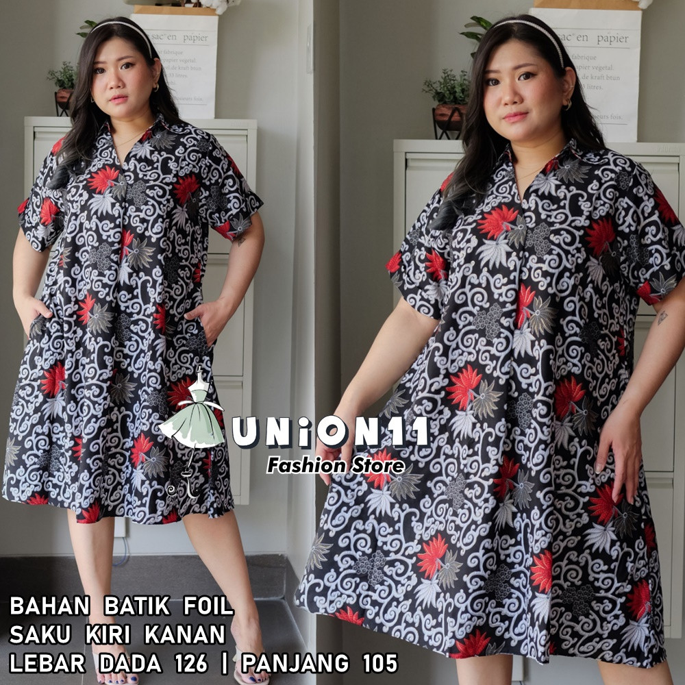 [𝗗𝘆𝗻𝗮𝗿𝗮] DRESS BATIK JUMBO WANITA / DRESS JUMBO WANITA LD 126 / BAJU JUMBO WANITA / BAJU KERJA WANIT