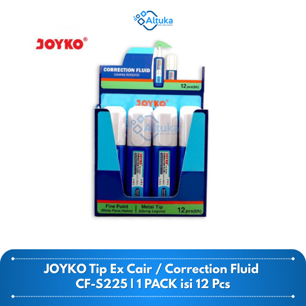 

(12 Pcs) 1 Pak JOYKO Correction Fluid / Tip Ex Cair / Cairan Koreksi Penghapus CF-S225