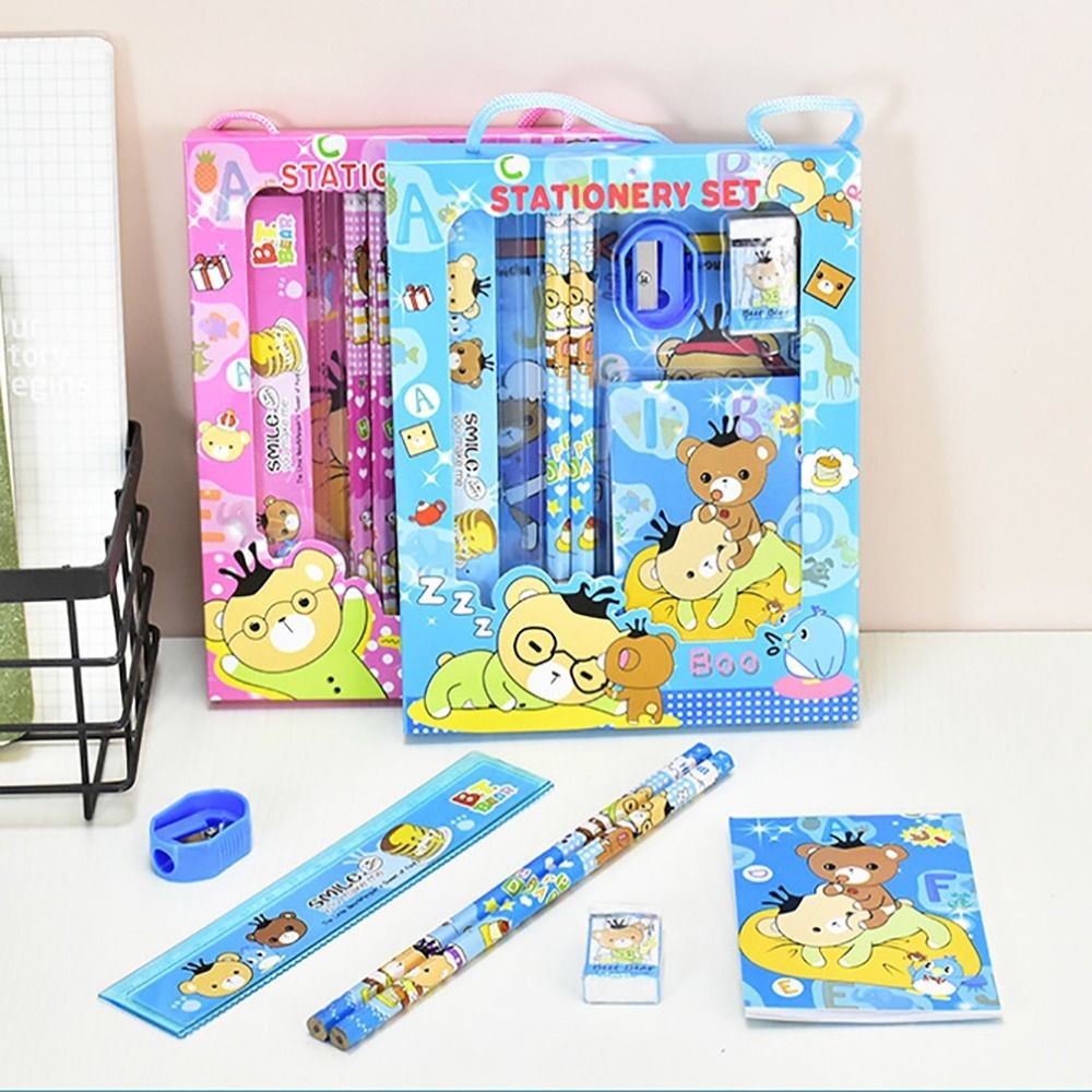 

New Gift 6 In 1 Stationery Set Erasers Rulers Study Stationery Set Pencils Kindergarten Birthday Gift Prizes