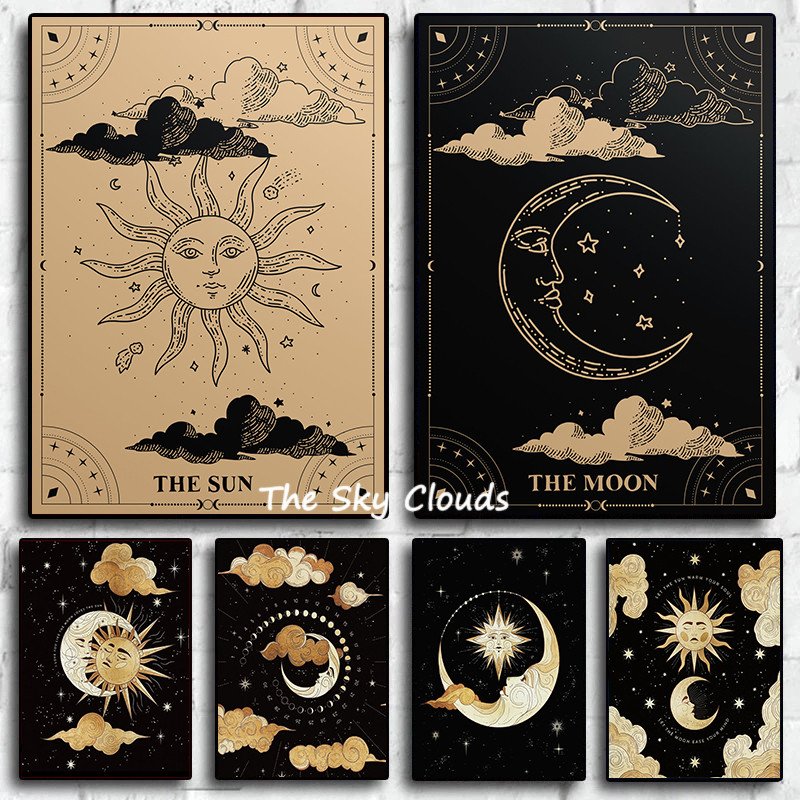 

Astrological Tarot Card Poster Moon Sun Canvas Painting HD Print Modern Wall Art Picture Living Room Bedroom Decoration
